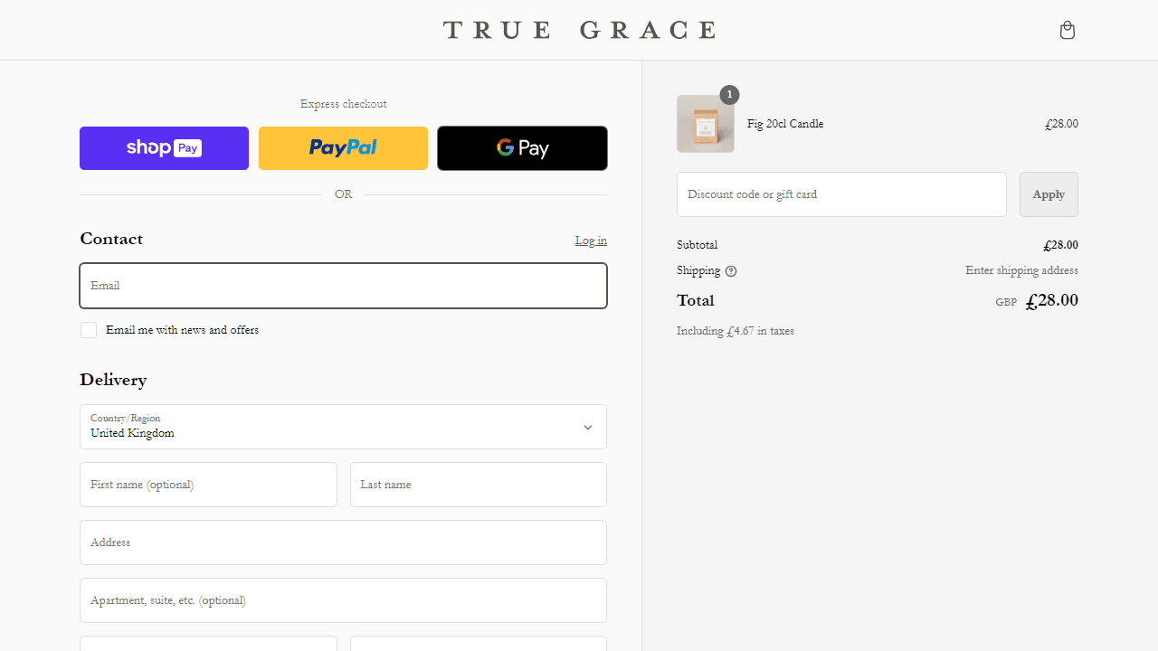 How to apply True Grace coupon code